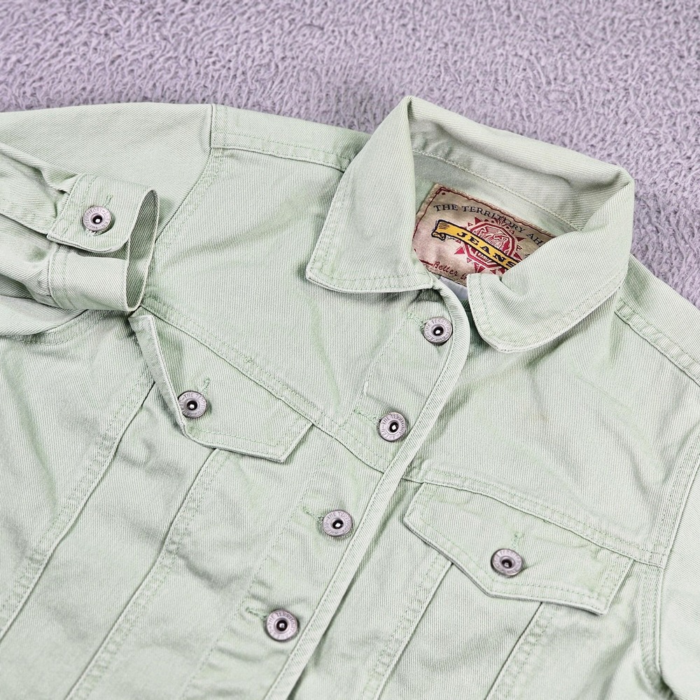 The Territory Ahead Jacket Womens‎ Small Green Denim Button Front Casual Jeans